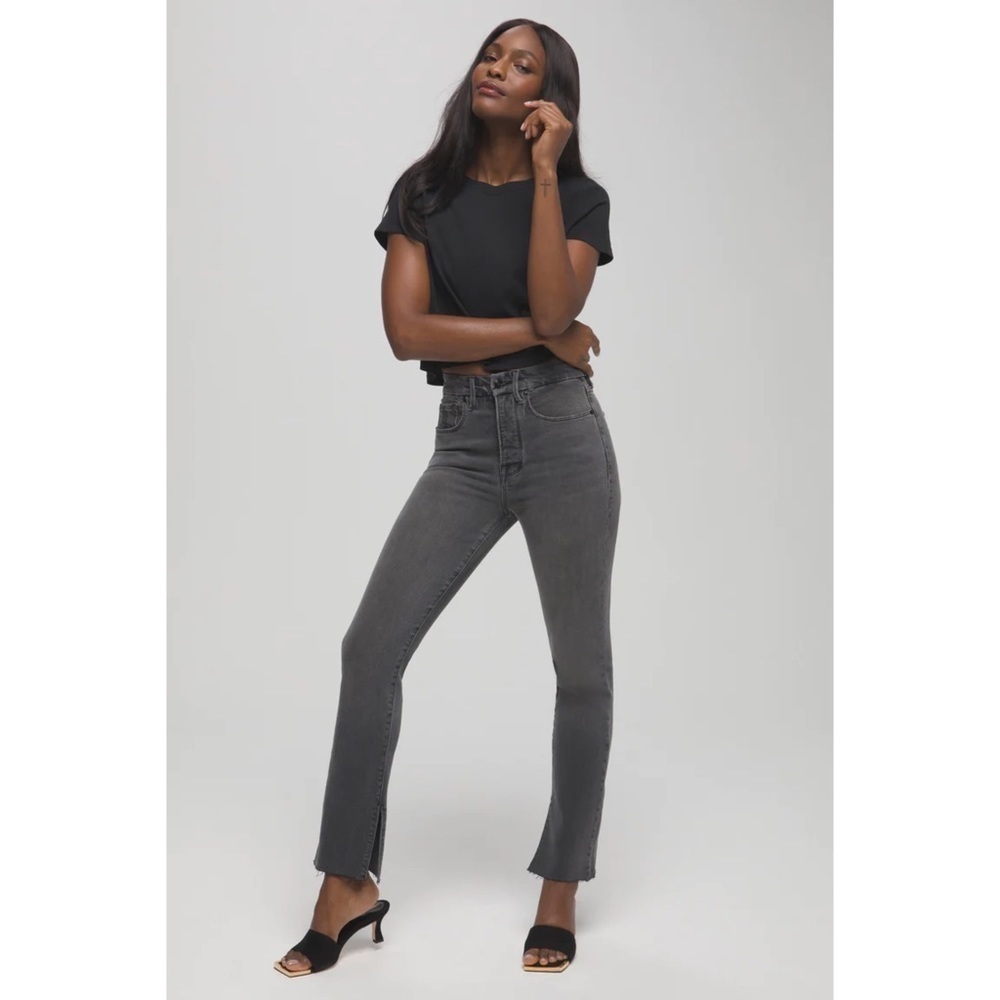Good American Good Boy Boyfriend High Rise Straight Jeans Grey Wash 4/27 32”
